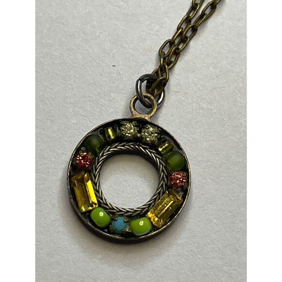 Signed Firefly Multicolor Pendant Necklace - Picture 2 of 6